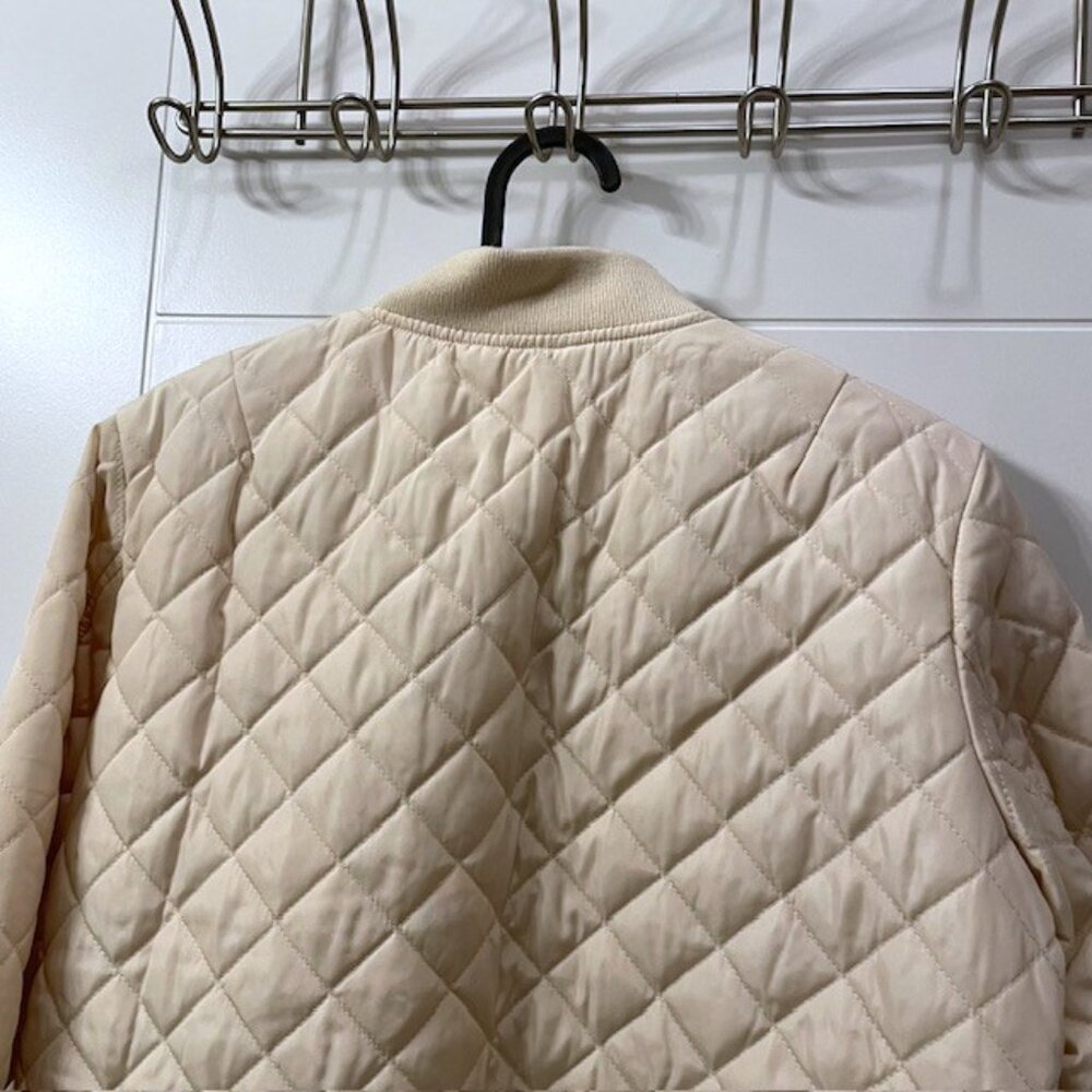 NWT Women's Levi's Cream Diamond Quilted Bomber Jacket Size Small Neutral - Picture 8 of 16